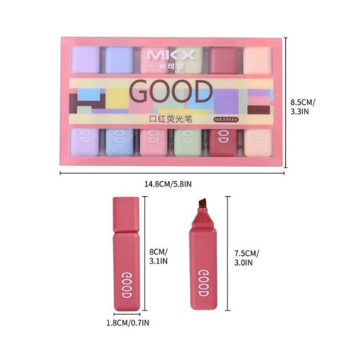 6Pcs/Set Morandi Color Highlighter Pens Art Drawing School Office Stationery