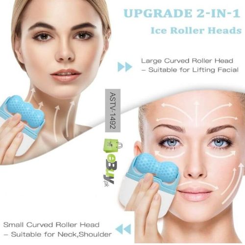 2 In 1 - Hello Face Ice Roller Facial Massage 2 Shape Heads