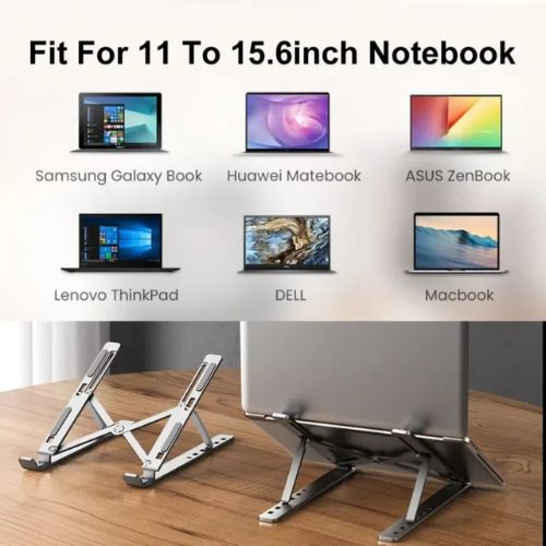 Portable Aluminum Laptop Metal Stand - Adjustable Height Folding Holder