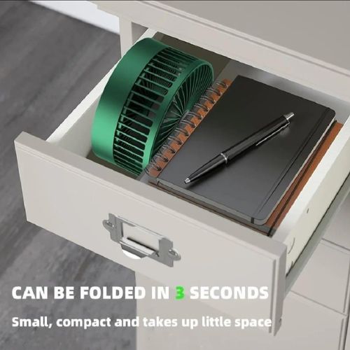 Portable Foldable Rechargeable Fan - 1 Pc Green Mini Fan for Easy Use