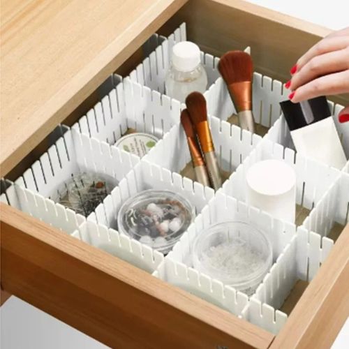 Pack of 4 Plastic Drawer Dividers - Adjustable Partition Boards for Cabinets