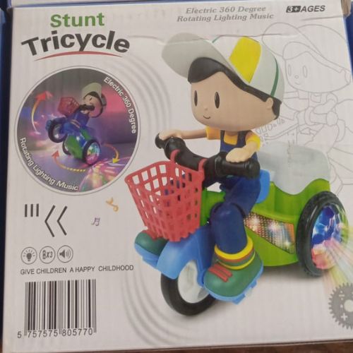 Musical Stunt Tricycle Toy Bike for Kids with 360° Rotation, 3D Flashing Lights