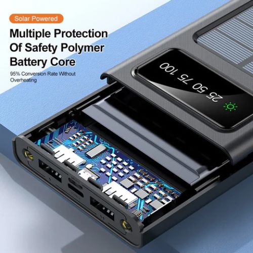 Solar Power Bank, 10000 MAH 100% Transparent LED Power Bank