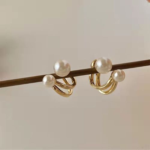 Korean Pearl Circle Earrings-Golden ZVT-167
