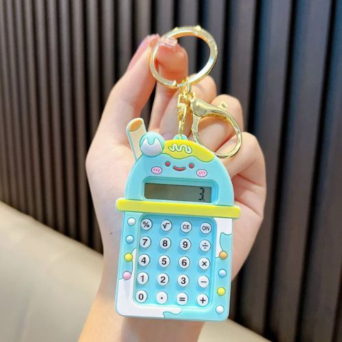 Portable Mini Calculator With Creative Cute Keychain + Game 8-Digit Display