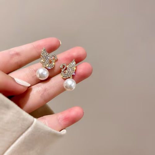 Golden - Swan Pearl Earrings - ZJE-911