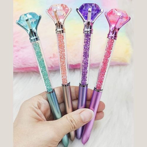 Diamond + Metal Ballpoint Pens For Office School And Daily Use (Random Color)