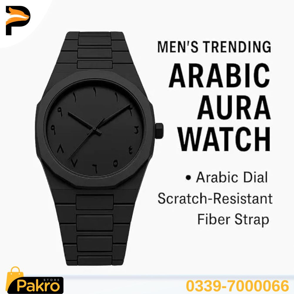 Black Aura Watch Elegant Design - Black and White Dial - Pakro Store