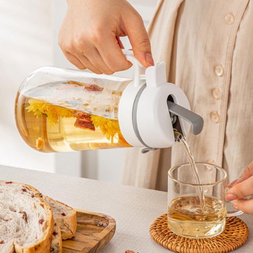 Oil Cruet Glass Storage Oil Bottle Tank Automatic Opening and Closing