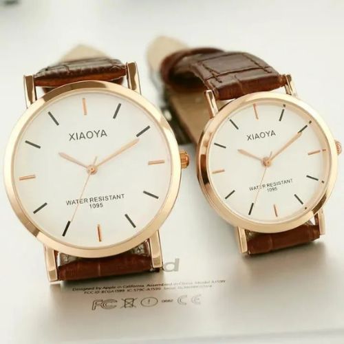 Couple Watch for Gifts Leather Strap Quartz Lover Watches for Men and Women
