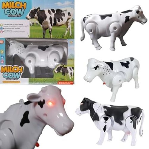 Electric Drive Milch Cow Toy for Kids - 1 Pc, Black & White, Fun for Boys & Girls
