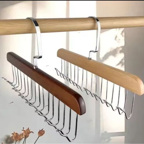 8 Hooks Multi-function Wooden Caps, Belts, Tie Hanger – Strong No Trace Storage Rack