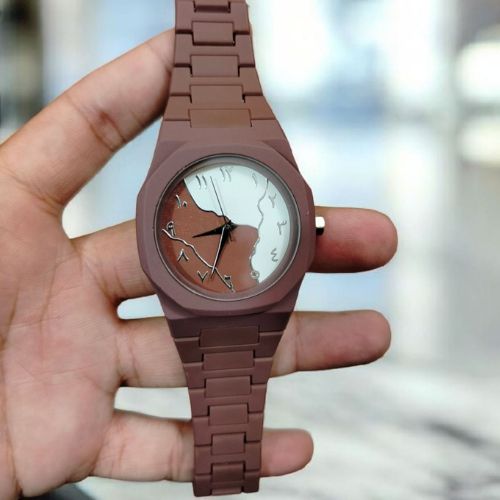 Brown And White Aura Watch Elegant Stylish Design Comfortable & Clear Display