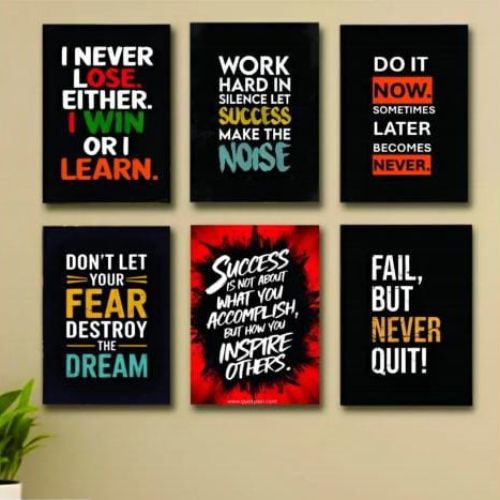 Set Of 6 Motivational Quotes Wooden Frames For Wall Decoration