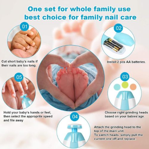 Baby Nail Polisher Electric Powder 6-Piece Nail Clipper Manicure Set Infant Newborn Baby Care Kit