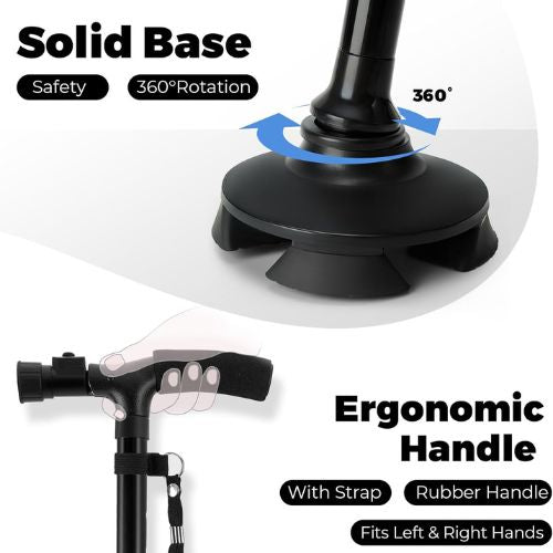 Portable Folding Walking Stick with Led Light & Aluminium Handle