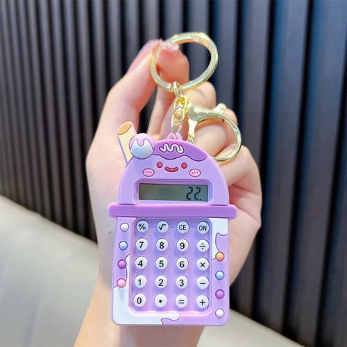 Portable Mini Calculator With Creative Cute Keychain + Game 8-Digit Display