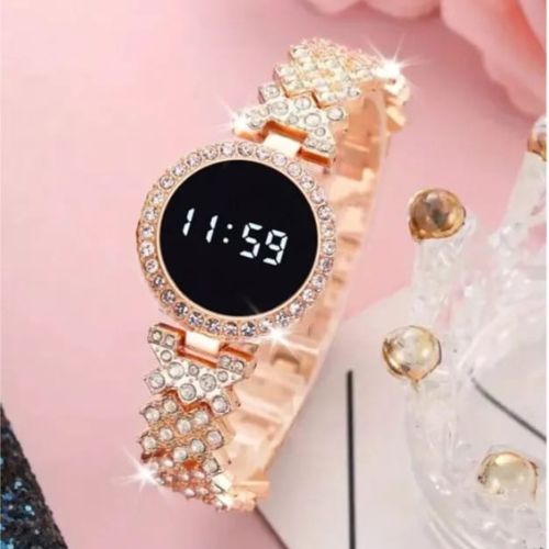 Ladies Round Dial Digital Watch Elegant Design Clear Display