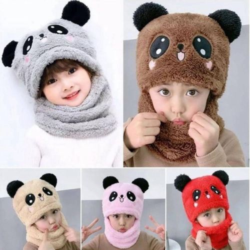 Winter Baby Cap - Soft Velvet with Cartoon Panda and Rabbit Design