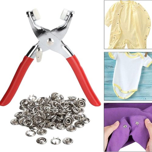 Hand Press Button Plier – Heavy Duty Metal Body with 50 Snap Buttons