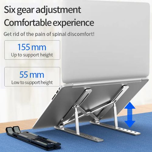 Portable Aluminum Laptop Metal Stand - Adjustable Height Folding Holder