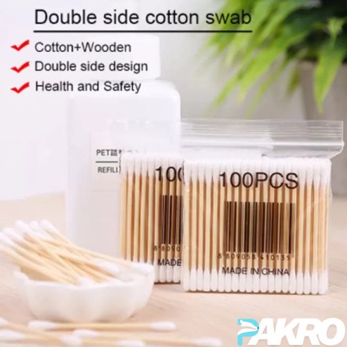 Ear Cleaning Double Heads Wooden Cotton Buds. Pakro Store