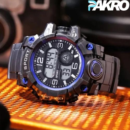 Men's Luxury Digital Luminous Multi-function Alarm Watch Camouflage Strap Cross