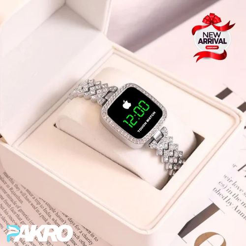 Ladies Luxury Diamond Watch Touch Screen LED Red Light