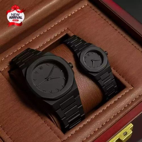 Black Aura Couple Watch - Stylish Fashion Accessories for Men and Women